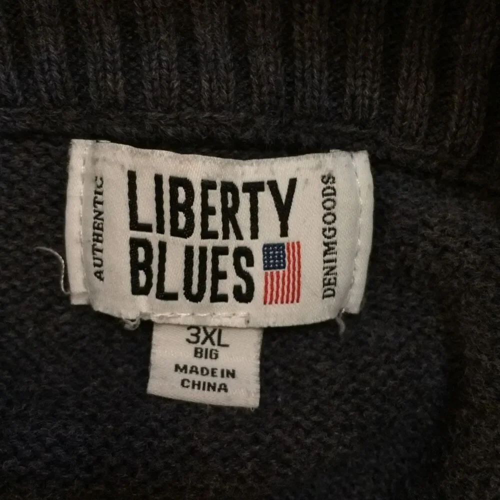 Liberty Blues Cableknit 1/4 zip gray sweater 3xl 100% cotton